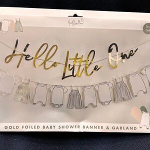 Gold foiled baby shower banner & garland